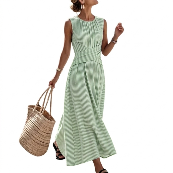 Aitana | Striped Crossover Waist Maxi Dress