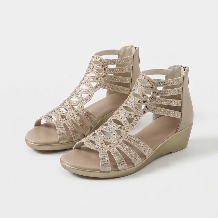 Gloria | Embellished Gladiator Wedge Sandals