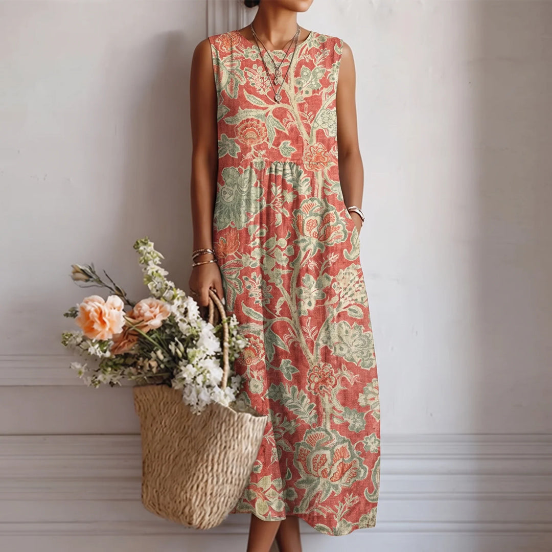 Alba | Floral Cotton Midi Dress