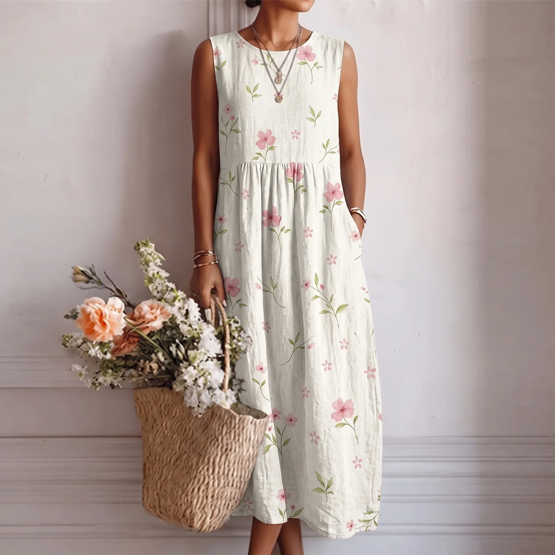 Alba | Floral Cotton Midi Dress