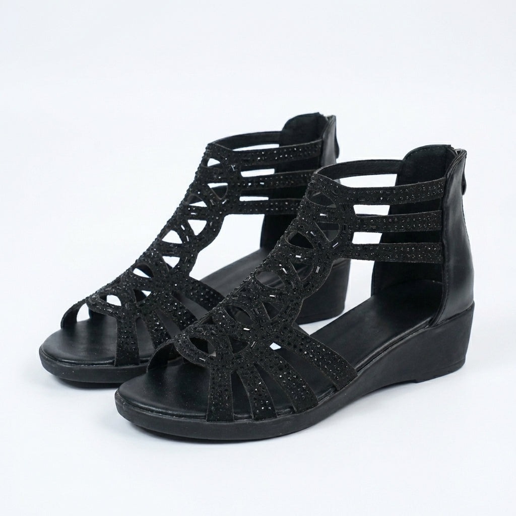 Gloria | Embellished Gladiator Wedge Sandals