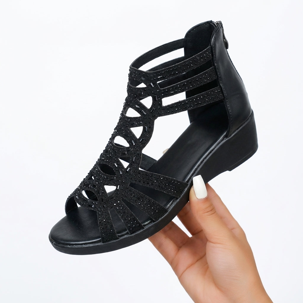 Gloria | Embellished Gladiator Wedge Sandals