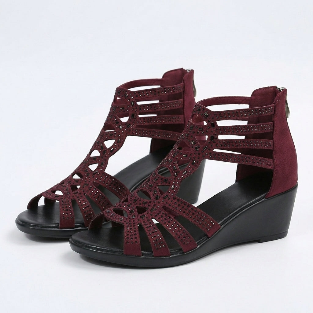 Gloria | Embellished Gladiator Wedge Sandals
