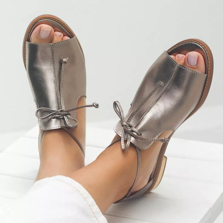 Lilliana | Metallic Bow-Strap Sandals