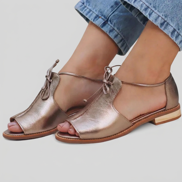 Lilliana | Metallic Bow-Strap Sandals