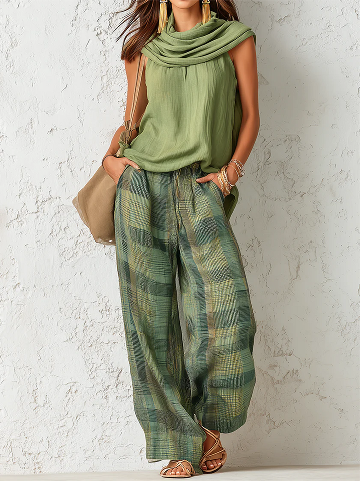 Esme | Cowl Neck Top & Wide-Leg Trouser Set