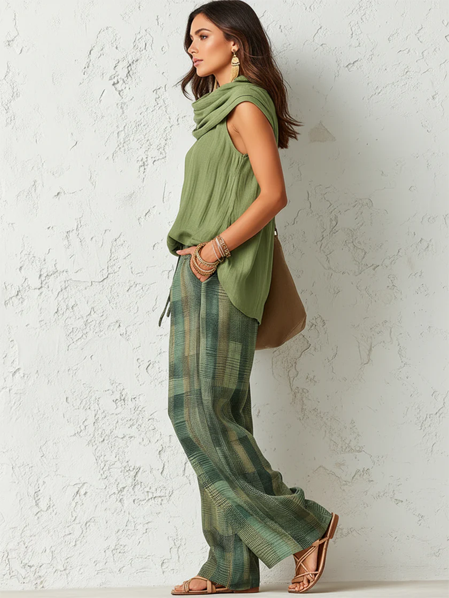 Esme | Cowl Neck Top & Wide-Leg Trouser Set