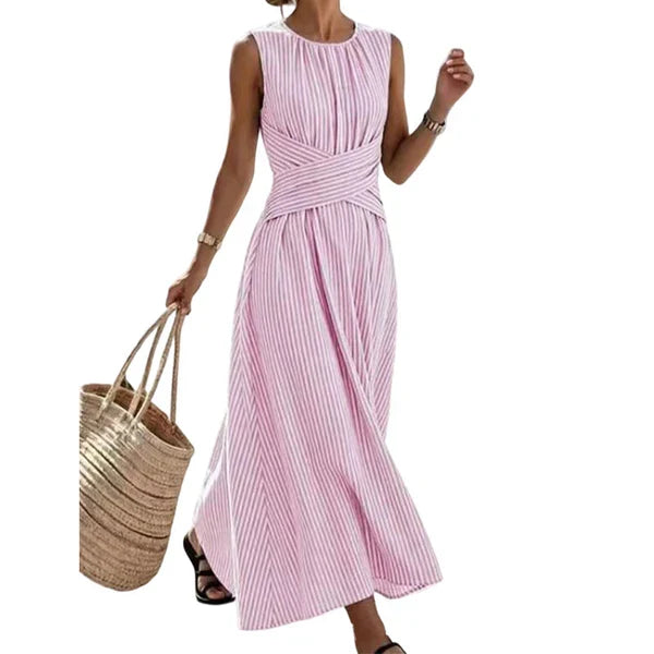 Aitana | Striped Crossover Waist Maxi Dress