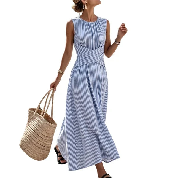 Aitana | Striped Crossover Waist Maxi Dress