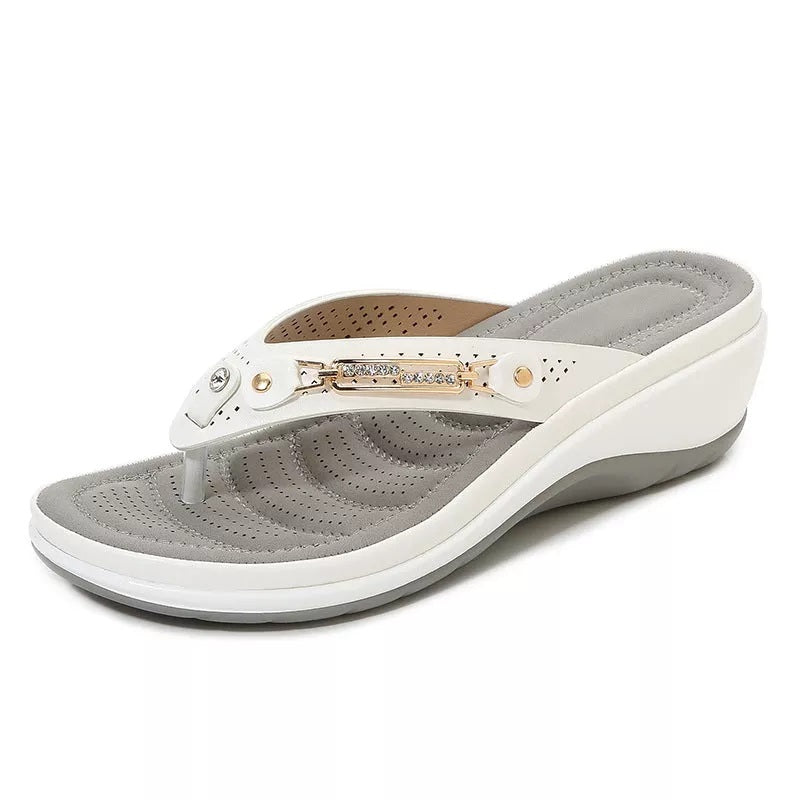 Christabel | Rhinestone Wedge Flip-Flop Sandals